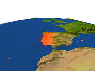 Image showing Portugal in red from orbit