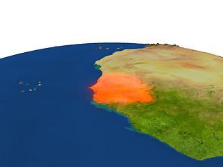 Image showing Senegal in red from orbit