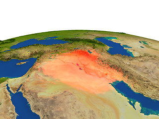 Image showing Iraq in red from orbit