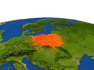 Image showing Poland in red from orbit