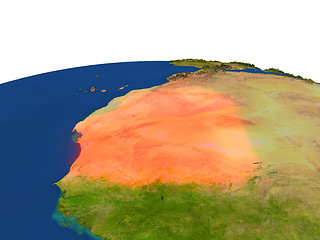 Image showing Mauritania in red from orbit