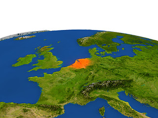 Image showing Netherlands in red from orbit