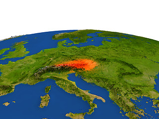 Image showing Austria in red from orbit