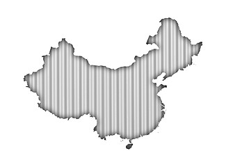 Image showing Map of China on corrugated iron