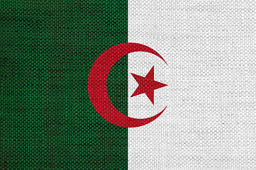 Image showing Flag of Algeria on old linen