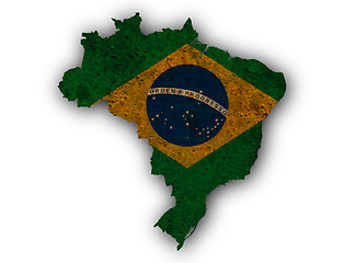 Image showing Map and flag of Brazil on rusty metal