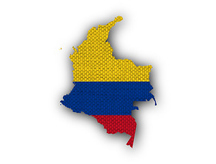 Image showing Map and flag of Colombia on old linen