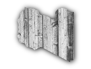 Image showing Map of Libya on weathered wood