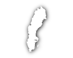 Image showing Map of Sweden with shadow