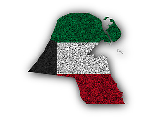 Image showing Map and flag of Kuwait on poppy seeds