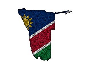 Image showing Map and flag of Namibia on poppy seeds