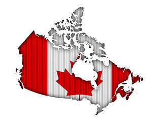 Image showing Map and flag of Canada on corrugated iron