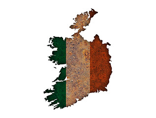 Image showing Map and flag of Ireland on rusty metal
