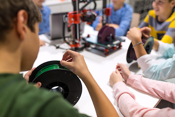 Image showing children with 3d printer at robotics school