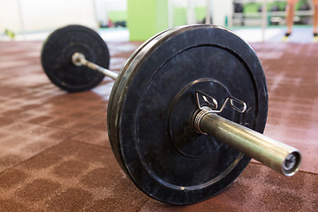 Image showing barbell on floor in gym