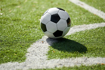 Image showing soccer ball on football field