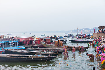 Image showing Ritual bathing in the River Ganges