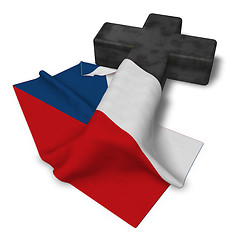 Image showing christian cross and flag of the Czech Republic - 3d rendering