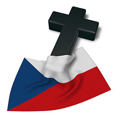 Image showing christian cross and flag of the Czech Republic - 3d rendering