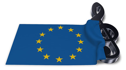 Image showing clef symbol and flag of the european union - 3d rendering