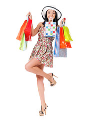 Image showing Shopping woman on white