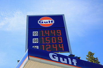 Image showing Gulf Sign with Table of Fuel Prices