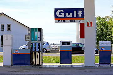 Image showing Gulf Petrol Station Fuel Pumps