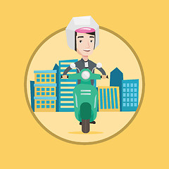 Image showing Man riding scooter in the city vector illustration