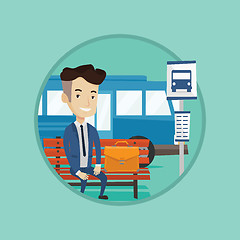 Image showing Businessman waiting at the bus stop.