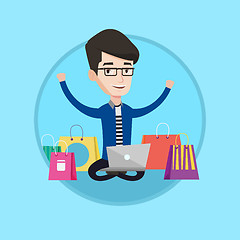 Image showing Man shopping online vector illustration.