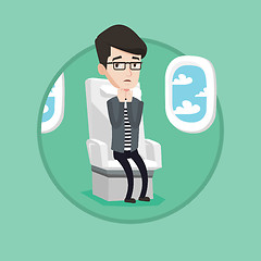 Image showing Young man suffering from fear of flying.