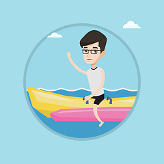 Image showing Tourists riding a banana boat vector illustration.