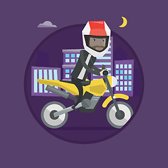 Image showing Man riding motorcycle at night vector illustration