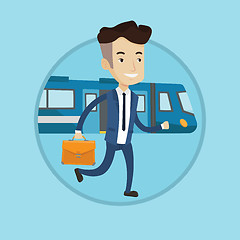 Image showing Businessman at train station vector illustration.