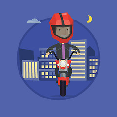 Image showing Man riding motorbike at night vector illustration
