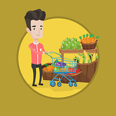 Image showing Customer with shopping cart vector illustration.