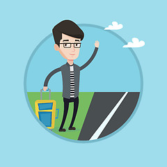 Image showing Young man hitchhiking vector illustration.