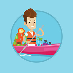 Image showing Man riding in kayak vector illustration.