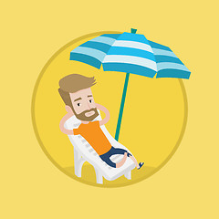 Image showing Man relaxing on beach chair vector illustration.