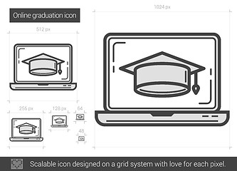 Image showing Online graduation line icon.