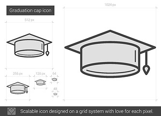 Image showing Graduation cap line icon.