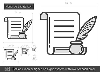 Image showing Honor certificate line icon.