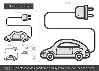 Image showing Electric car line icon.