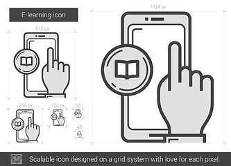 Image showing E-learning line icon.