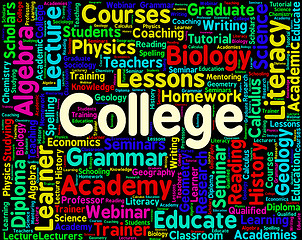 Image showing College Word Shows University Words And Universities