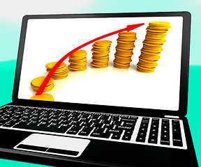 Image showing Money Increasing On Laptop Shows Business Incomes