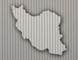 Image showing Map of Iran on corrugated iron