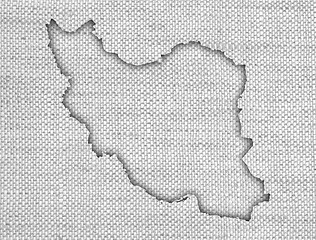 Image showing Map of Iran on old linen