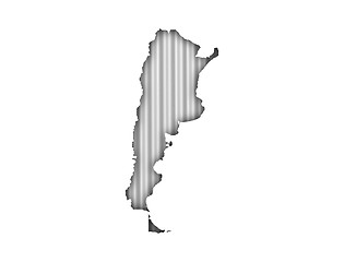 Image showing Map of Argentina on corrugated iron