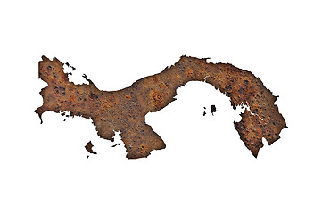 Image showing Map of Panama on rusty metal